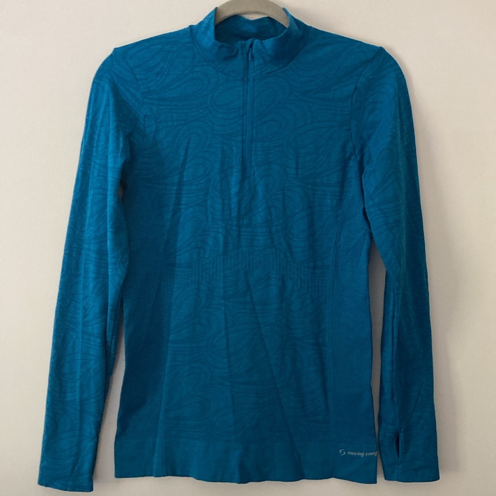 NWOT Moving Comfort Quarter Zip Long Sleeve Shirt Turquoise Blue Size M/L